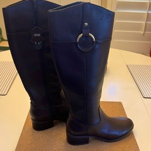 New Alfani riding boots with gold ring detail.